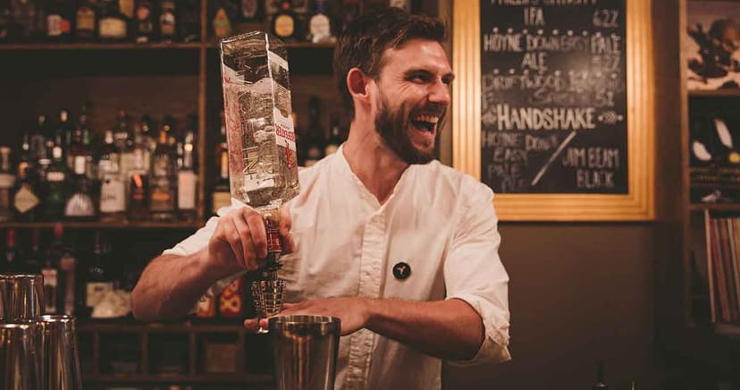 Kyle behind the bar