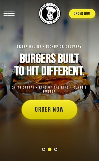 Chef On Call website on a phone