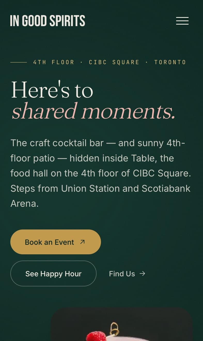 In Good Spirits website on a phone