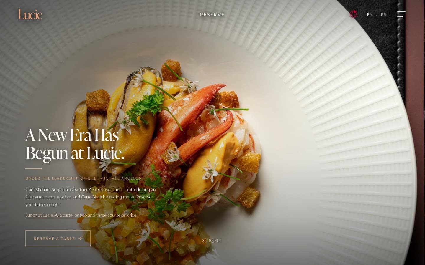 Restaurant Lucie website on a computer