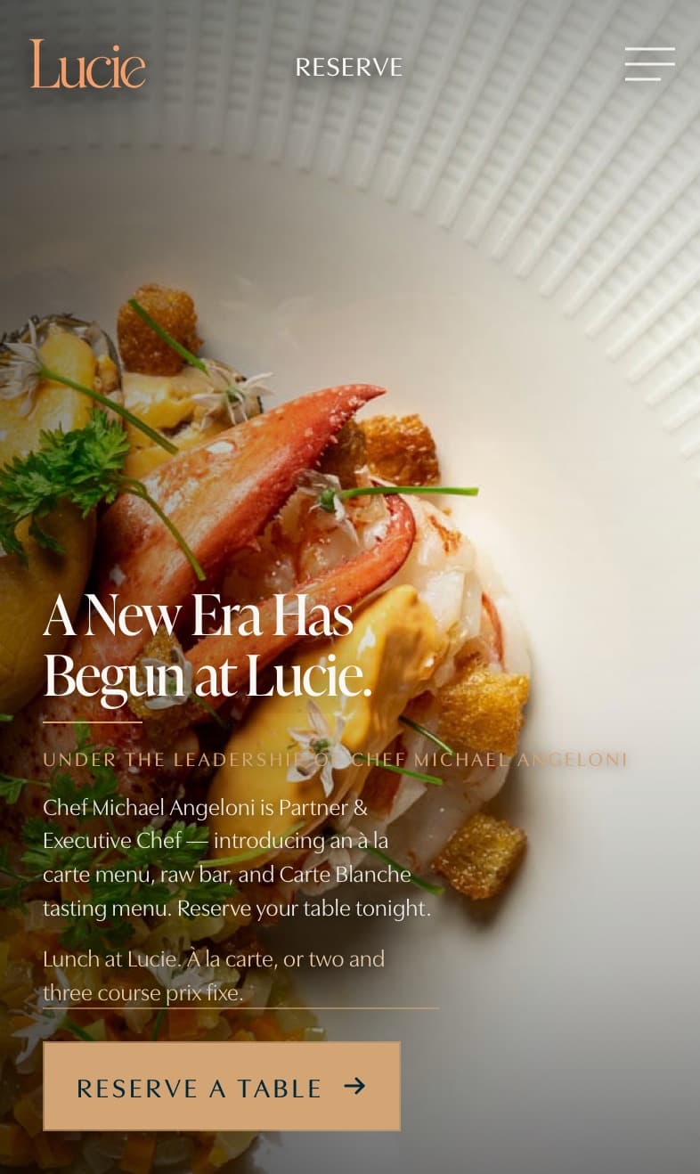 Restaurant Lucie website on a phone