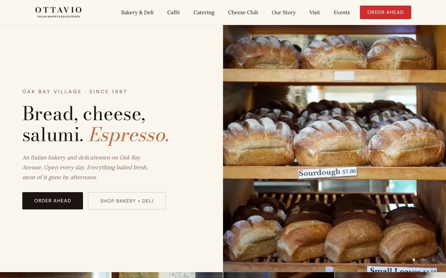 Ottavio website on a computer