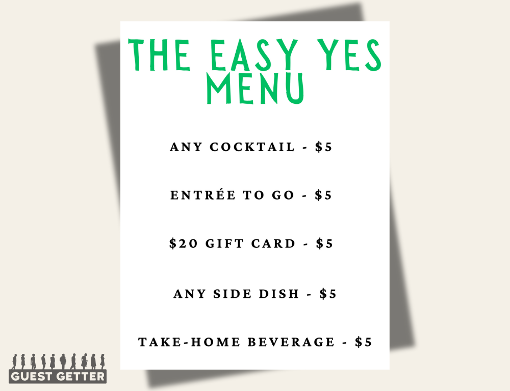 The Easy Yes Menu